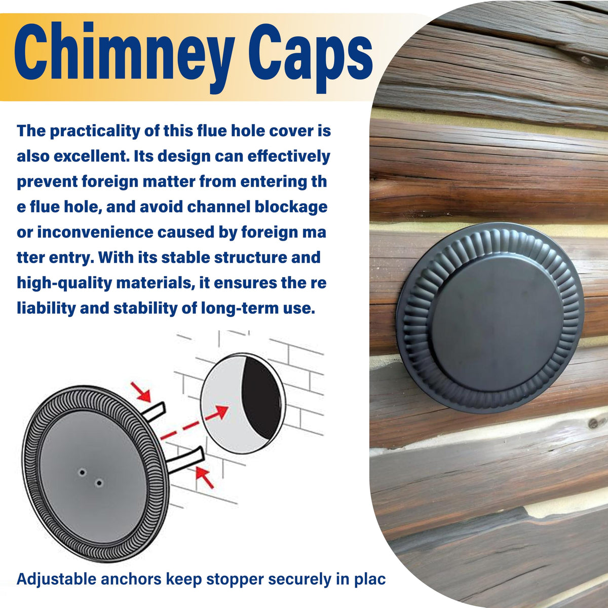 Irnyso chimney cap-style plug for quick, reliable flue hole closure.