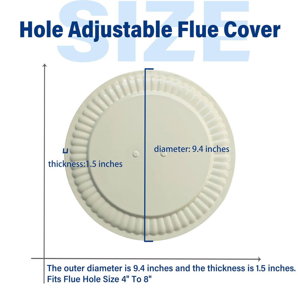 Embossed almond-tone steel cover enhances durability and style around the flue.