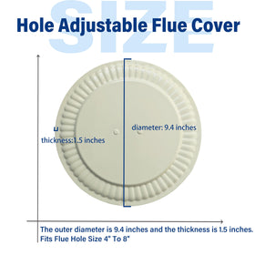 Embossed almond-tone steel cover enhances durability and style around the flue.