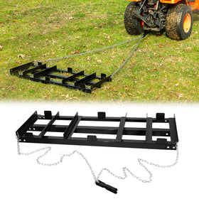 Iron Forge Tools drag harrow in wide 4ft pass for smooth driveway grading on gravel