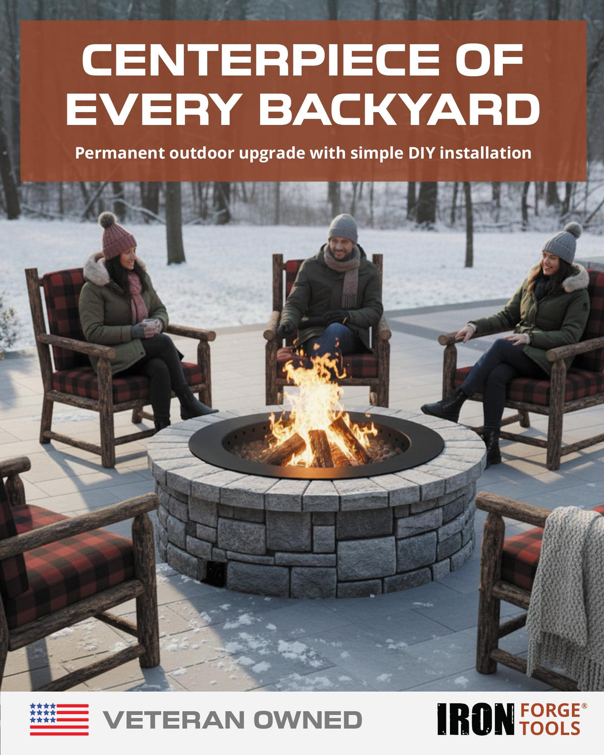 Iron Forge Tools fire pit ring kit, simple four-piece assembly