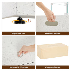 IRONCK marble-grain finish blends with outdoor décor for durable style.