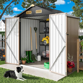 IRONCK shed front view with easy access for bikes and tools.
