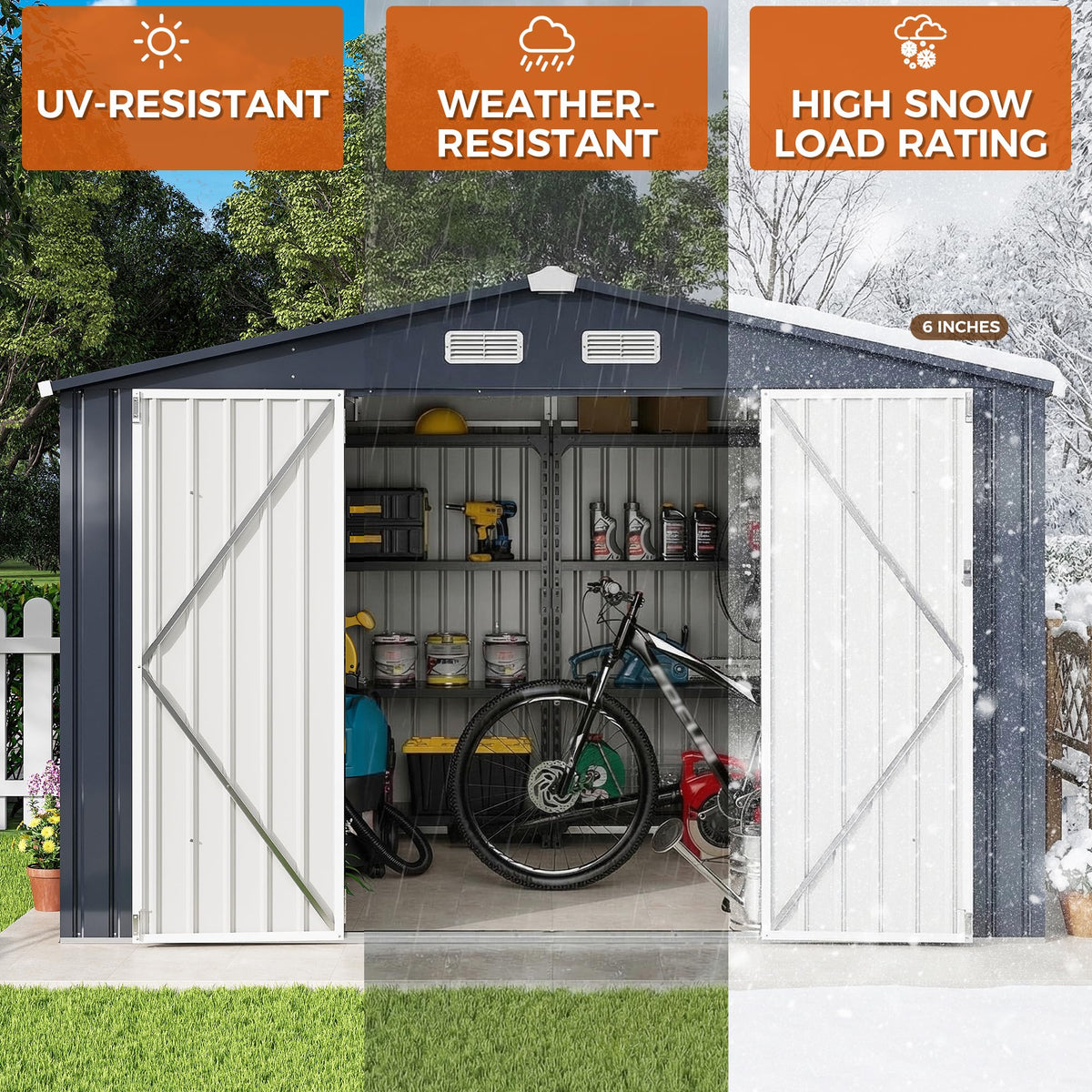 IRONCK shed interior with top vent for better airflow