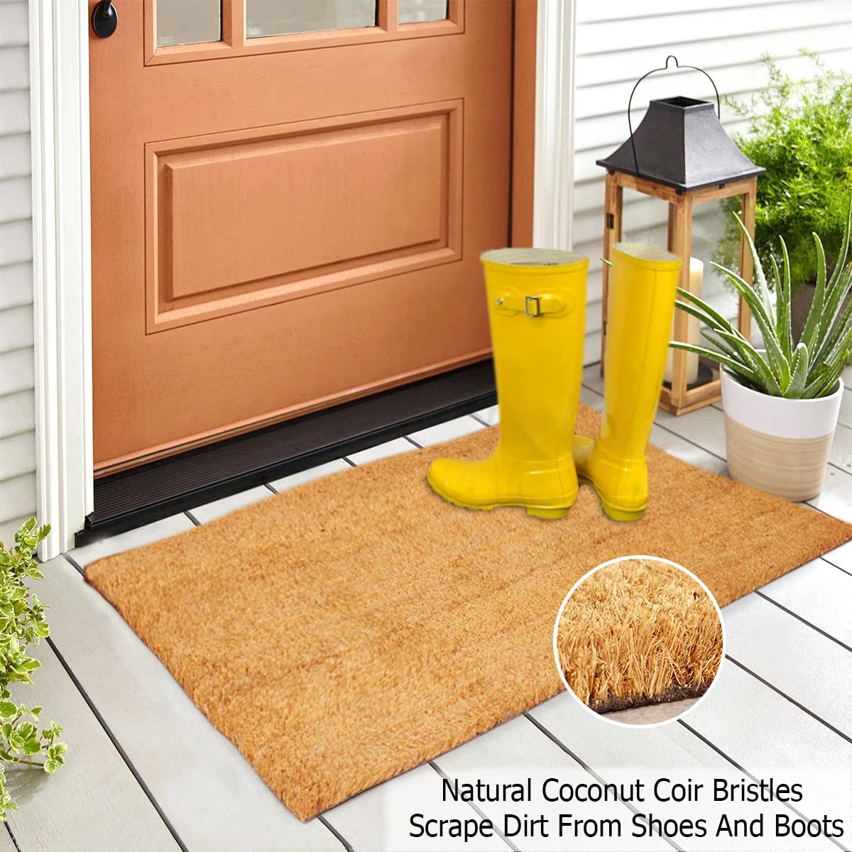 IRONGATE Coco Coir Doormat large entryway arrangement with neutral color.