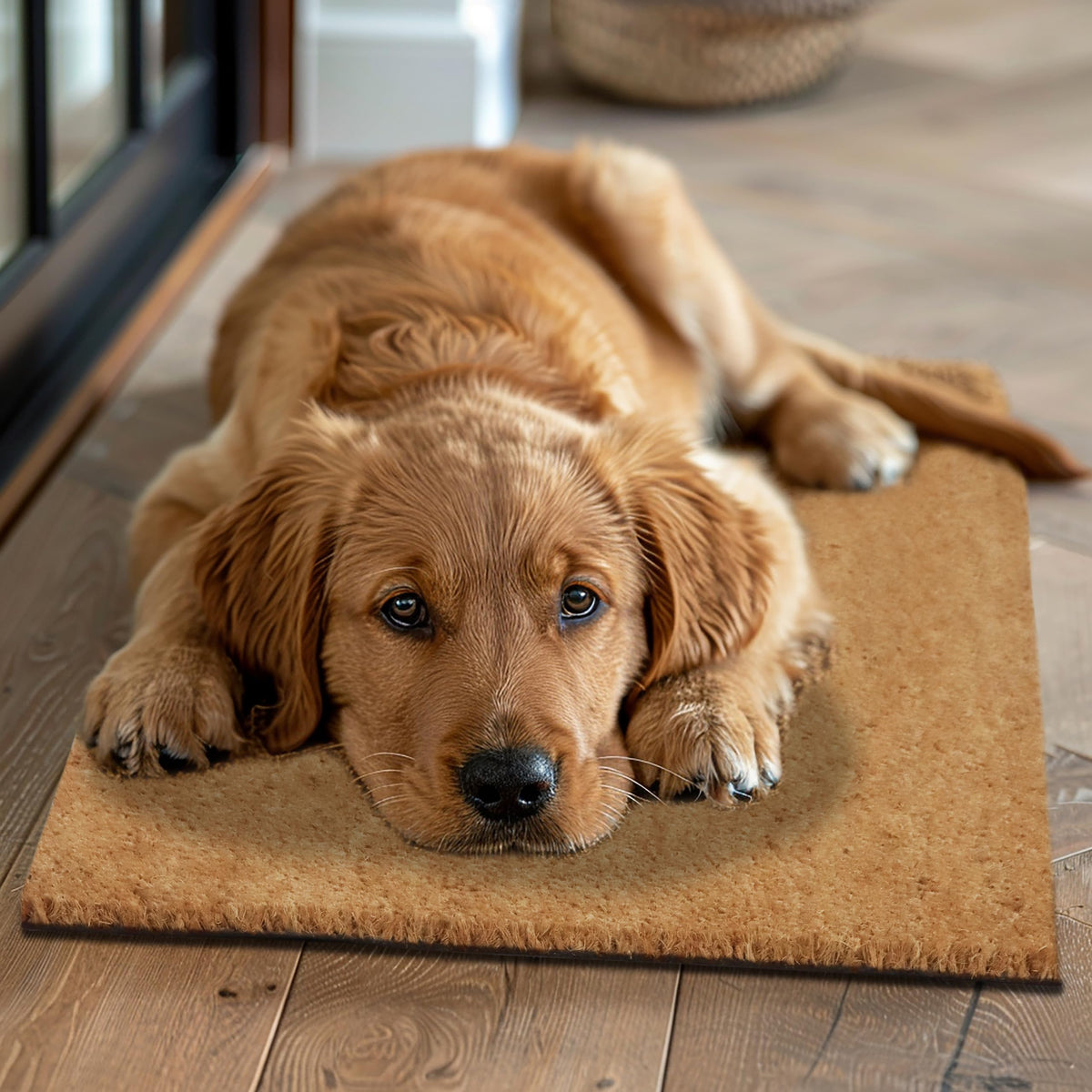 IRONGATE Coco Coir Doormat on porch demonstrates easy outdoor placement.