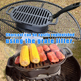 Close-up of IRONMAX cast-iron grate showing even heat.