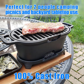 Charcoal loading on IRONMAX hibachi for easy fuel replenishment.