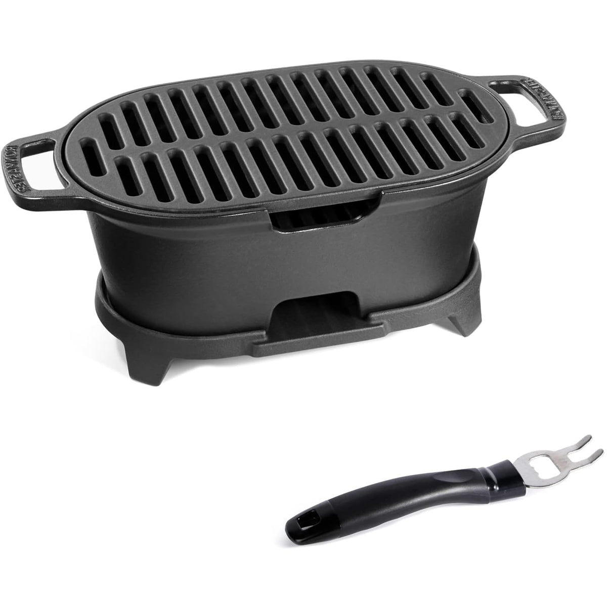 Durable cast-iron construction of IRONMAX mini hibachi grill.