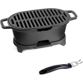 Durable cast-iron construction of IRONMAX mini hibachi grill.