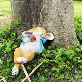 iRonrain handcrafted resin bunny statue designed for year-round display.