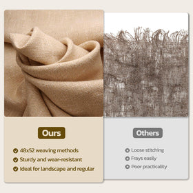 iropro burlap tight weave detail, 48x52 density increases durability.