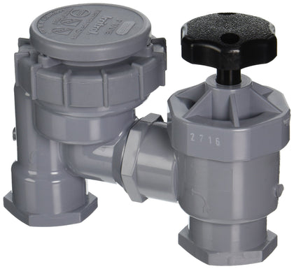 Irritrol 2709PR anti-siphon valve close-up showing manual control and backflow protection.