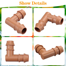 iRunning barbed elbow in garden setup demonstrates easy installation without tools.