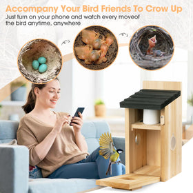 ISENLAND Smart Bird House weatherproof wood withstands rain and snow.