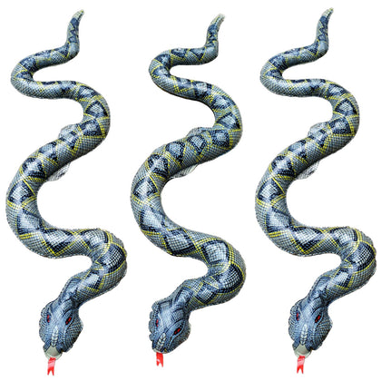 iShyan inflatable snake pack with three 37.4-inch snakes for garden and pool decor.