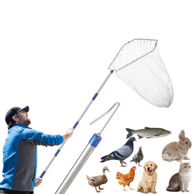 ISIVOVE chicken catching net with extendable rod reaching birds safely