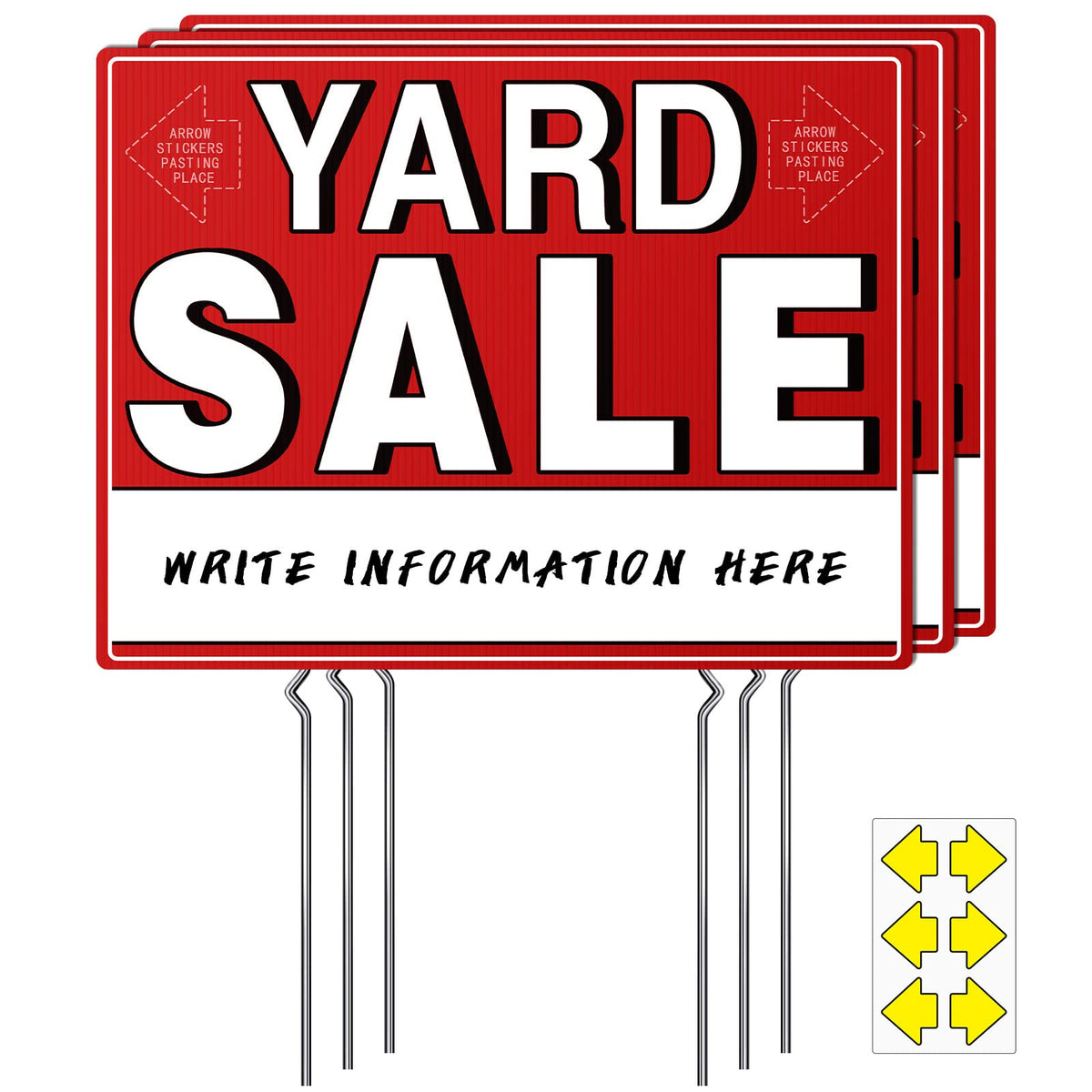 ISIYHCC yard sale signs with stakes boost visibility from all directions