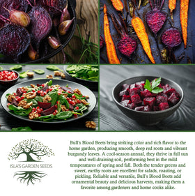 Isla's Garden Seeds Bull's Blood beets roasted offer earthy sweetness and vibrant color.