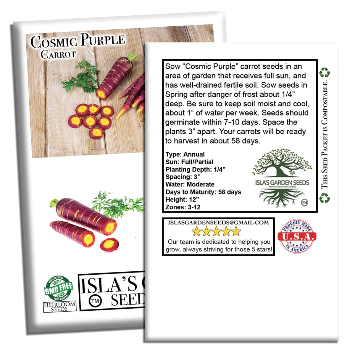 Open-pollinated Cosmic Purple Carrot is well suited for diverse cool-season growing.
