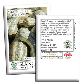Cushaw reaches 95–110 days to maturity, aiding fall harvest planning.