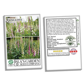 Isla's Garden Seeds foxglove color palette boosts seasonal garden color.