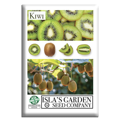 Isla's Garden Seeds kiwi vine seeds closeup shows potential for lush growth.