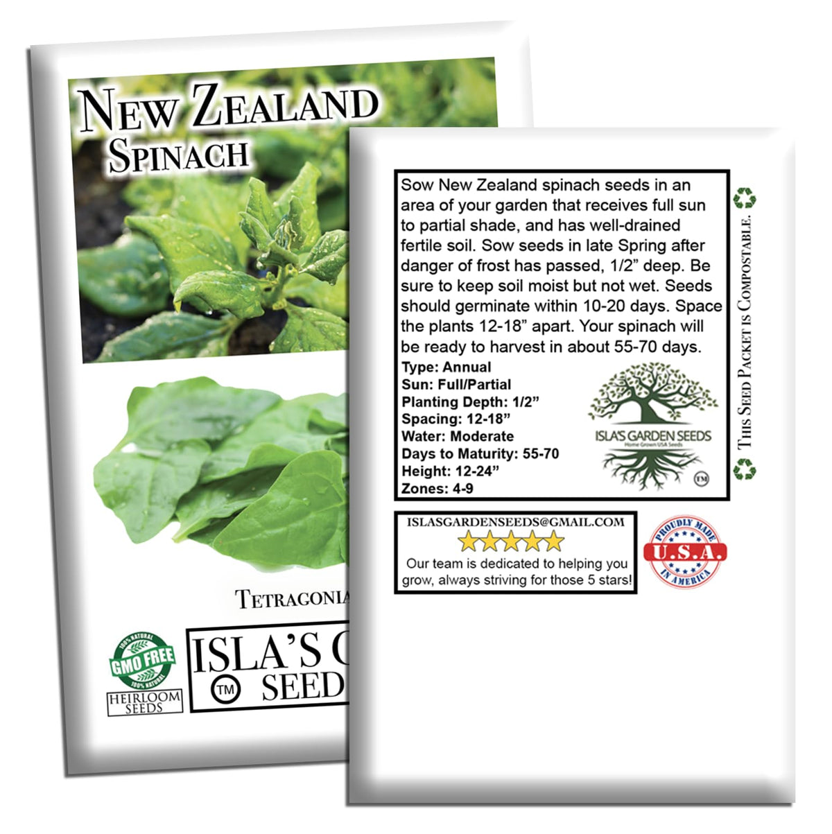 Isla's Garden Seeds New Zealand Spinach weed control helps healthy growth