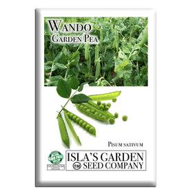 Isla's Garden Seeds Wando pea seeds sprouting in cool soil for early harvest potential