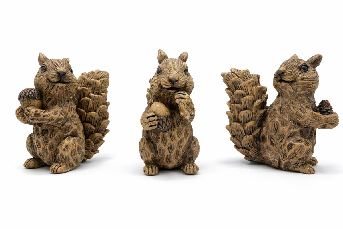 Istatue squirrel figurines hand-painted with nuts add cozy shelf charm