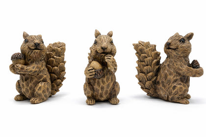 Istatue squirrel figurines hand-painted with nuts add cozy shelf charm