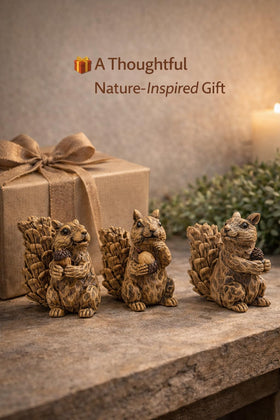 Istatue squirrel with wood-tone finish brings warm, natural vibes