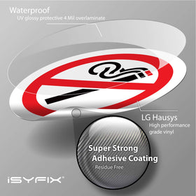 isyfix No Smoking Sign window application increases visibility on doors and windows