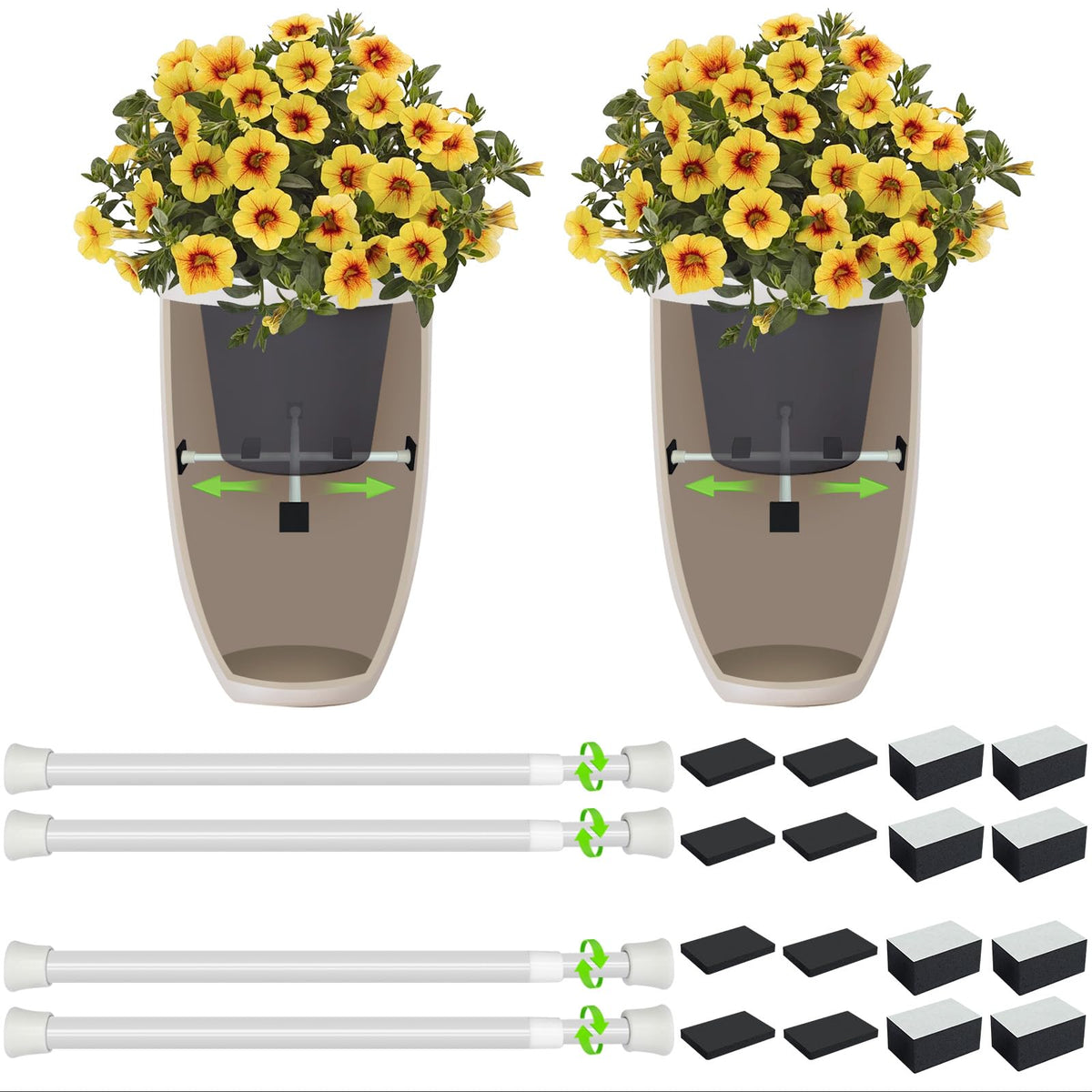 ISYOKE adjustable planter insert extended to 17 inches supports tall pots while reducing soil usage.