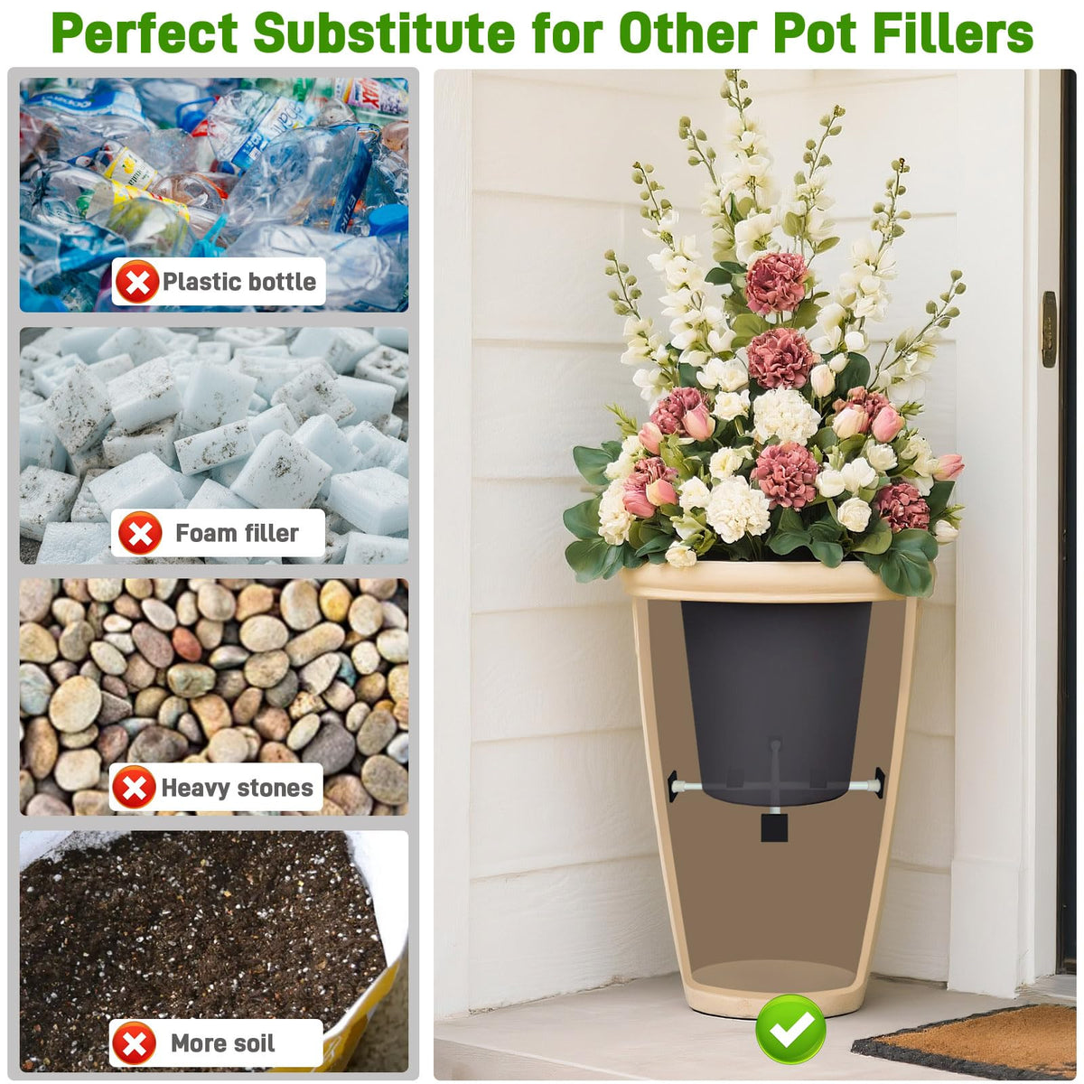 ISYOKE conical pot fit demonstrates stable planter support for tall shapes.