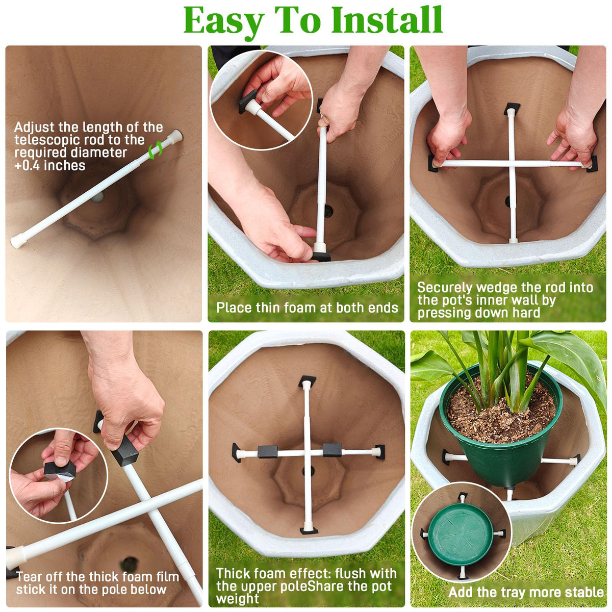 ISYOKE round pot fit shows even support and stability in a cylindrical planter.