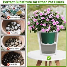 ISYOKE planter insert demonstrating reduced soil weight in a pot.
