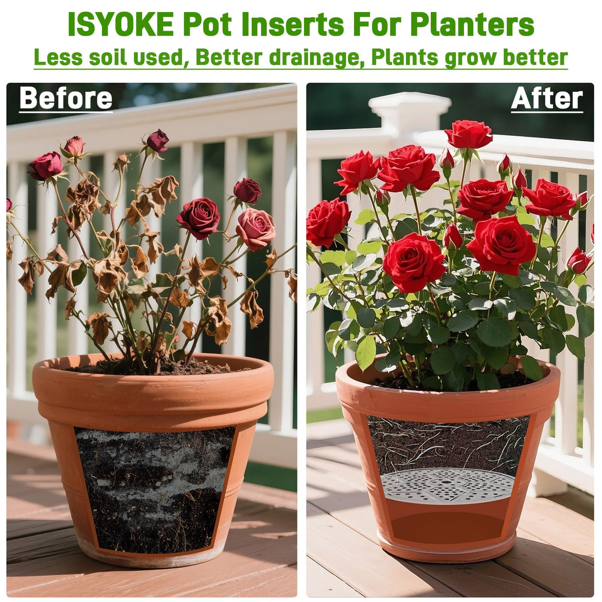 ISYOKE planter riser substitutes for filler inside a pot.