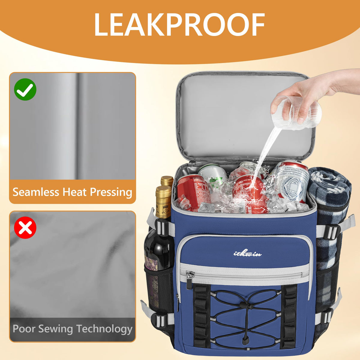 ITHWIU leakproof inner liner prevents spills and keeps gear dry