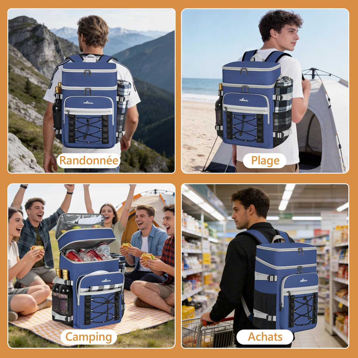 ITHWIU unisex blue cooler backpack for outdoor adventures