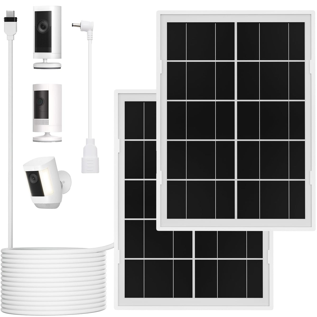 iTODOS 7W solar panel mounted on Ring Stick Up Cam for outdoor charging