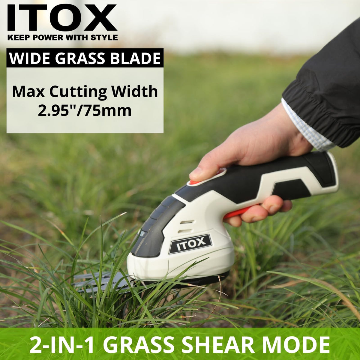 Narrow grass blade helps define borders with ITOX precision