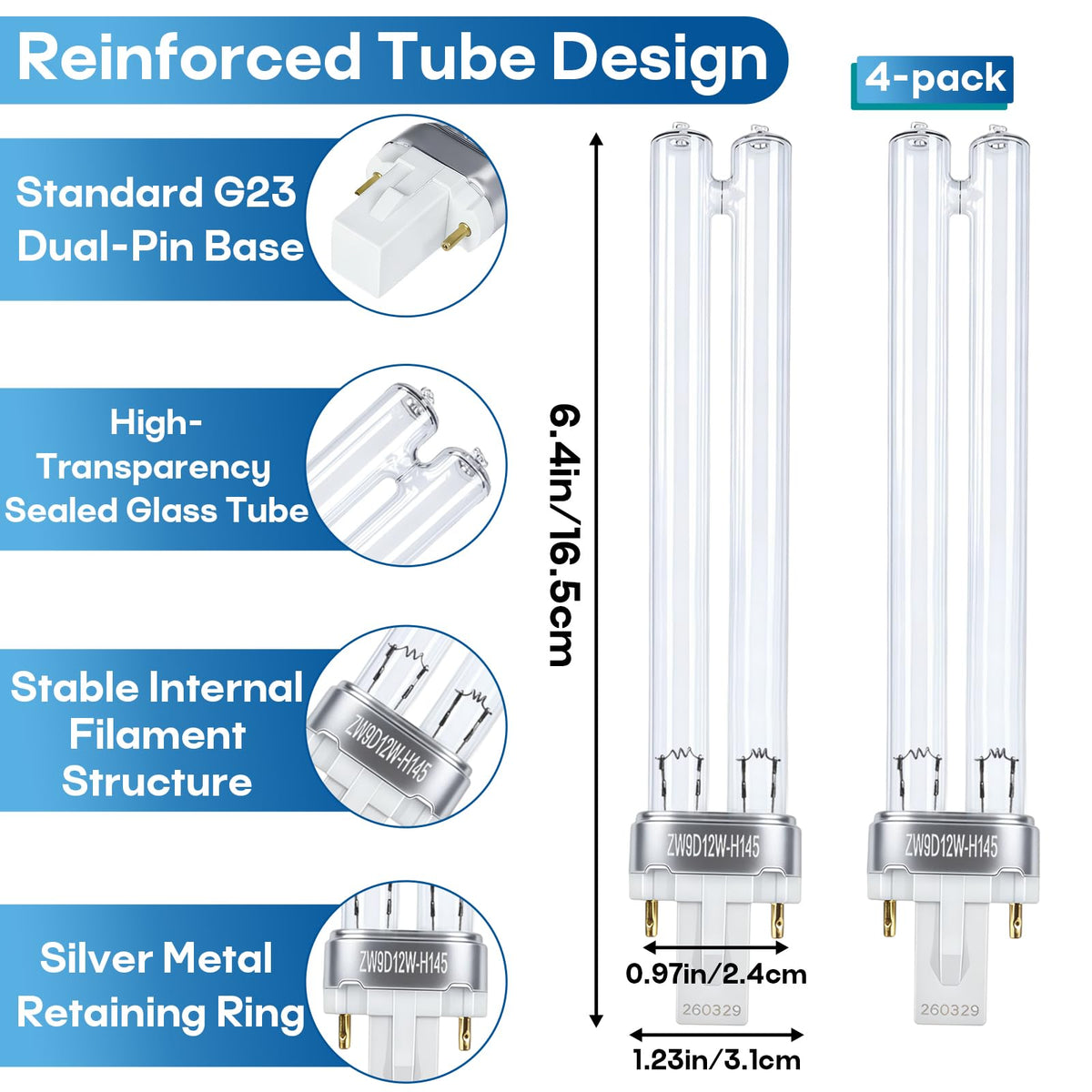 Itsall 9W UV bulb with G23 base before installation in a pond clarifier.