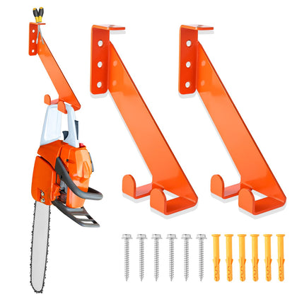 iulrtba 3-in-1 chainsaw holder on wall mount showing organized setup and easy access