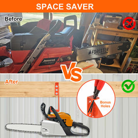 iulrtba heavy-duty chainsaw hanger in orange powder coat supports up to 180 lbs