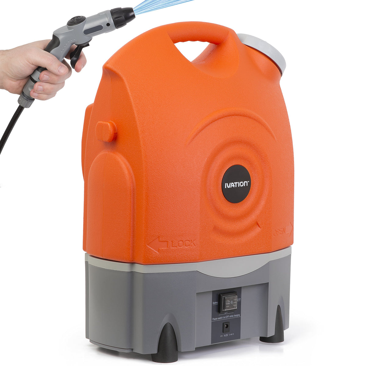 Ivation multipurpose washer powered by rechargeable battery for off grid spraying