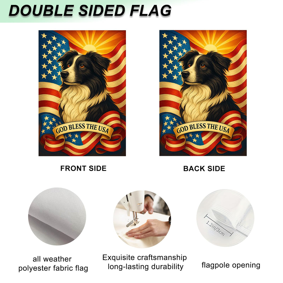 IVN 12x18 size flag, fits standard garden stands.