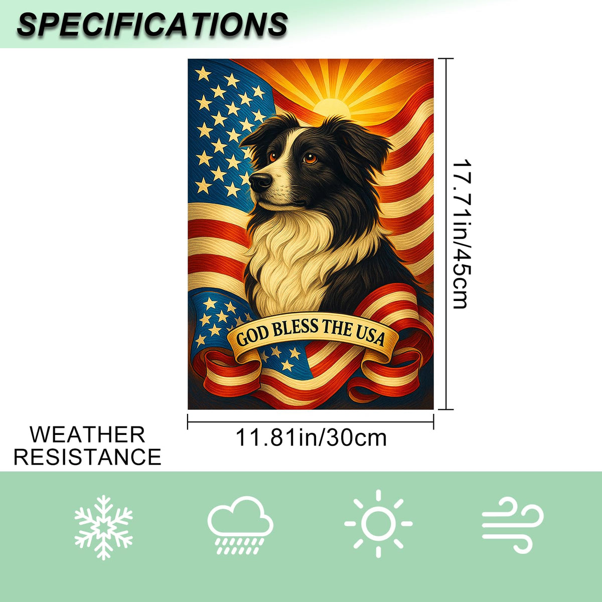 IVN double-sided garden flag, readable from both sides.