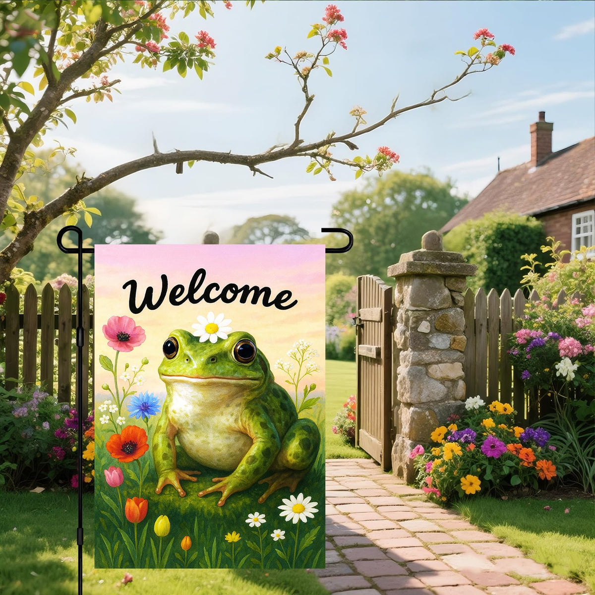 IVN double-sided welcome flag designed for visibility from both sides.