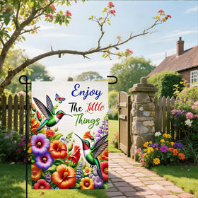 IVN Hummingbird Spring Flag features double-sided design for visibility from any angle.